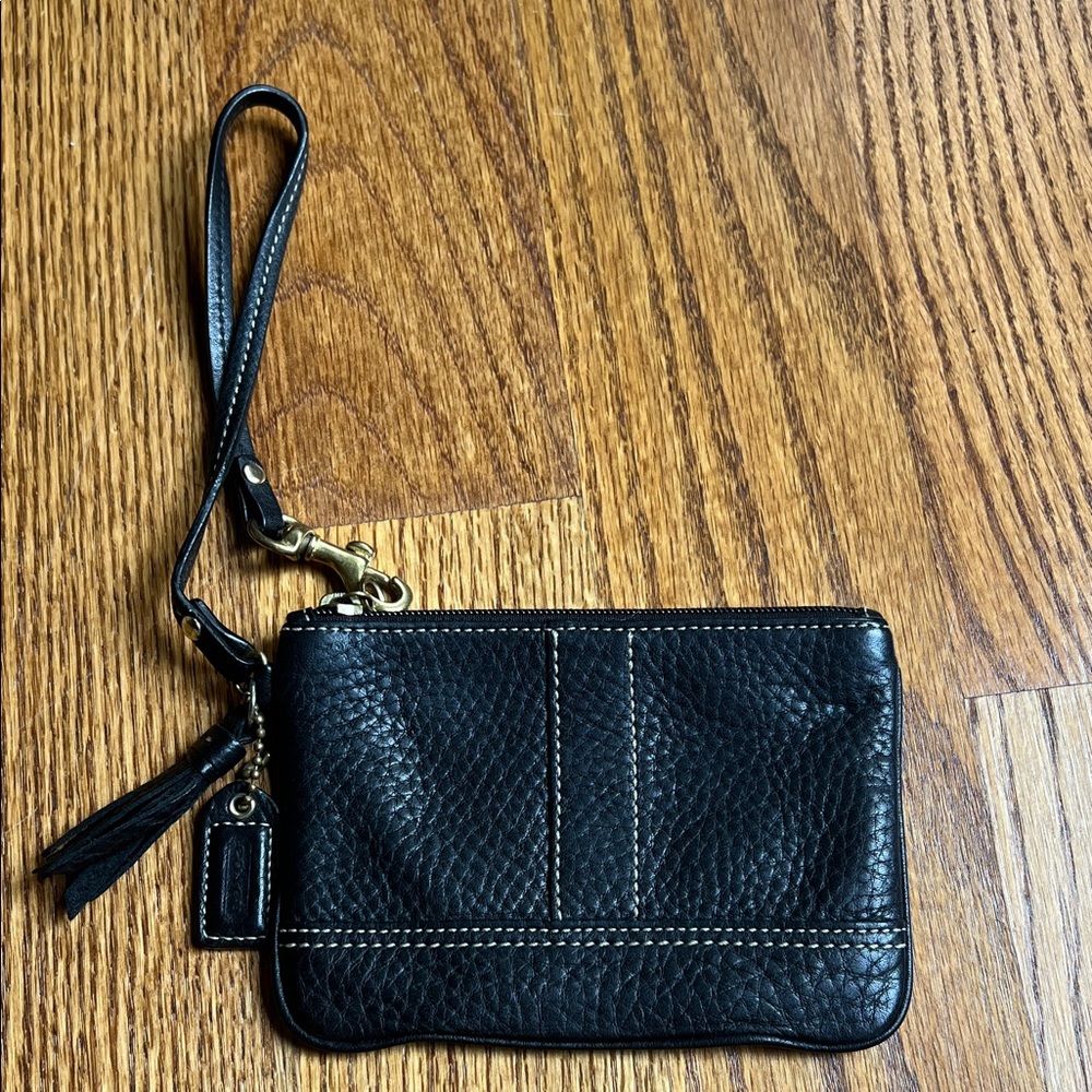Coach Black Leather Wristlet